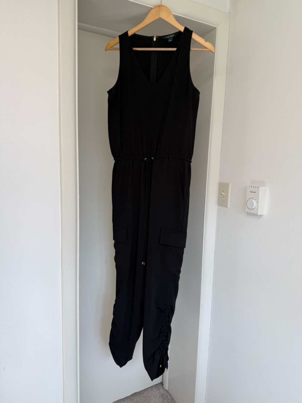 Ralph Lauren Sleeveless Black Drawstring Cargo Jumpsuit 4